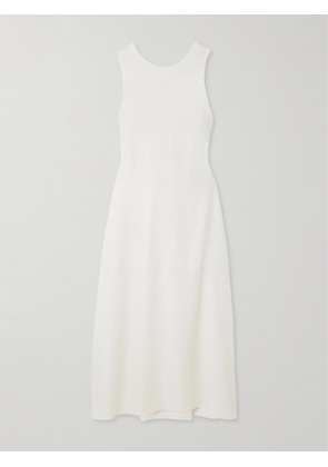 Posse - Matilda Open-back Tiered Linen Maxi Dress - White - xx small,x small,small,medium,large,x large
