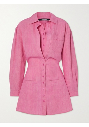 Jacquemus - Baunhilha Layered Linen Mini Shirt Dress - Pink - FR 32,FR 34,FR 36,FR 38,FR 40,FR 42,FR 44,FR 46