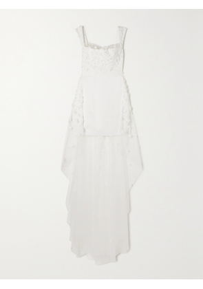RIME ARODAKY - Oshun Embellished Embroidered Tulle And Crepe Mini Dress - White - FR 34,FR 36,FR 38,FR 40,FR 42,FR 44