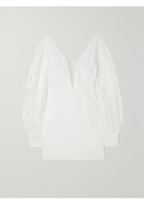 RIME ARODAKY - Lisa Open-back Embroidered Tulle And Crepe Mini Dress - White - FR 34,FR 36,FR 38,FR 40,FR 42,FR 44