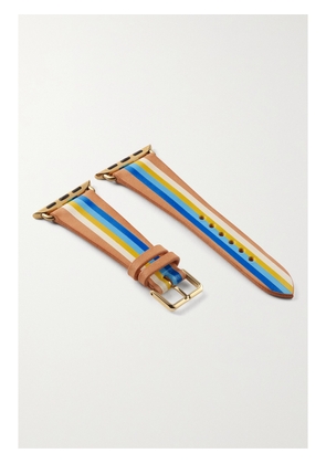 LA CALIFORNIENNE - Striped Leather Watch Strap - Blue - One size