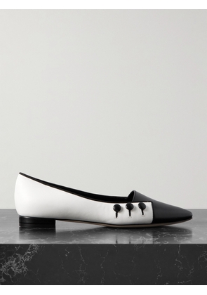 Manolo Blahnik - Seleuka Button-embellished Leather Point-toe Flats - White - IT36,IT36.5,IT37,IT37.5,IT38,IT38.5,IT39,IT39.5,IT40,IT40.5,IT41,IT41.5,IT42