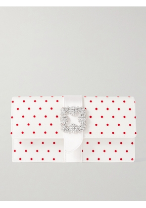 Manolo Blahnik - Capri Satin-trimmed Crystal-embellished Embroidered Mesh Clutch - White - One size