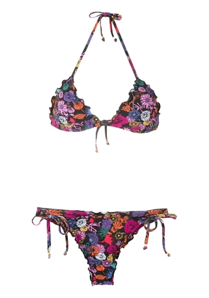 Amir Slama ruffled triangle bikini set - Blue