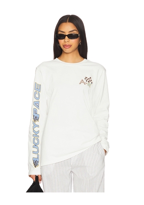 Alemais Lucky Pace Long Sleeve Logo Tee in Cream. Size XS. Also in XXS.