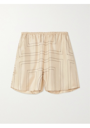 TOTEME - Embroidered Silk-twill Shorts - Ivory - DK32,DK34,DK36,DK38,DK40,DK42