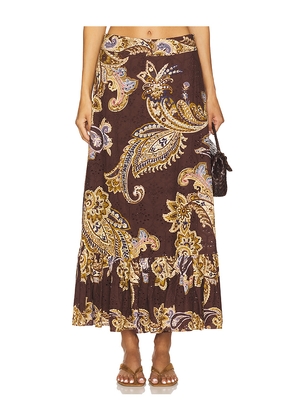 HEMANT AND NANDITA A Line Ankle Length Skirt in Chocolate. Size L. Also in M, S, XS, XXS.