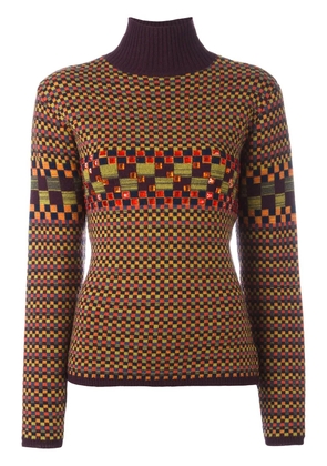 Jean Paul Gaultier Pre-Owned checked embellished turtleneck jumper - Yellow