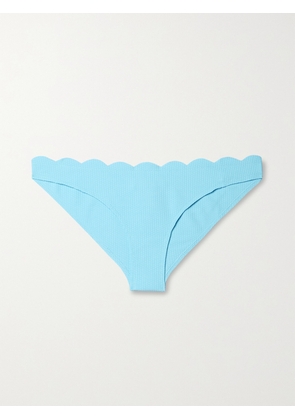 Marysia - Santa Barbara Scalloped Stretch-crepe Bikini Briefs - Blue - xx small,x small,small,medium,large,x large,xx large