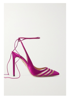 Aquazzura - Unfaithful 105 Mesh-trimmed Satin Pumps - Pink - IT36,IT37,IT37.5,IT38,IT38.5,IT39,IT39.5,IT40,IT41.5,IT42