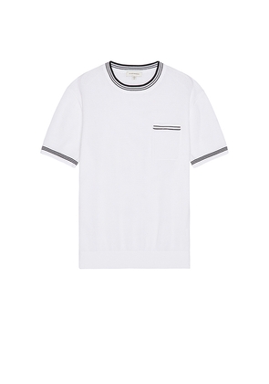 Club Monaco Open Stitch Tipped Knitted Shirt in White. Size M. Also in S, XL/1X.