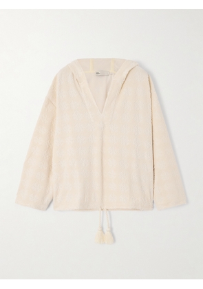 Tory Burch - Cotton-blend Terry Jacquard Hoodie - Ivory - x small,small,medium,large,x large