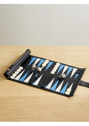 Smythson - Panama Printed Textured-leather Backgammon Roll - Black - One size
