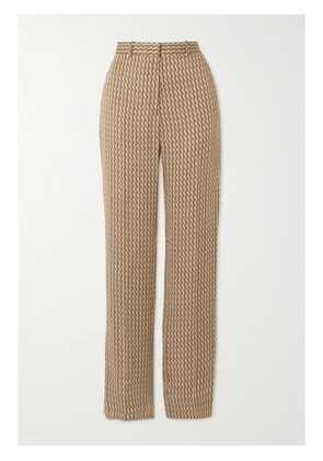 Victoria Beckham - Printed Twill Straight-leg Pants - Brown - UK 4,UK 6,UK 8,UK 10,UK 12,UK 14