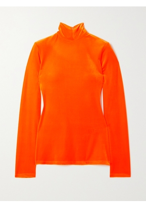 Victoria Beckham - Stretch-velvet Turtleneck Top - Orange - UK 4,UK 6,UK 8,UK 10,UK 12,UK 14