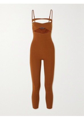 ZEYNEP ARCAY - Cutout Stretch-knit Jumpsuit - Brown - US0,US2,US4,US6
