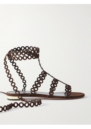 Aquazzura - Infinity Chain Cutout Suede Sandals - Brown - IT36,IT36.5,IT37,IT37.5,IT38,IT38.5,IT39,IT39.5,IT40,IT40.5,IT41,IT42