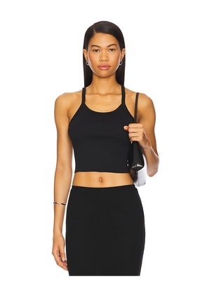 Eterne Cropped Rib Tank Top in Black. Size L. Also in M, XL.