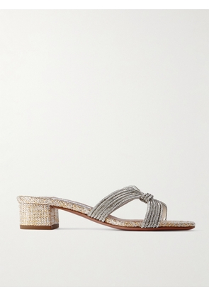 Aquazzura - Muse 35 Crystal-embellished Metallic Leather Mules - Gold - IT36,IT36.5,IT37,IT37.5,IT38,IT38.5,IT39,IT39.5,IT40,IT40.5,IT41,IT41.5,IT42