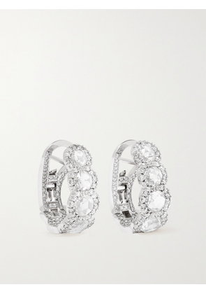 David Morris - 18-karat White Gold Diamond Hoop Earrings - One size