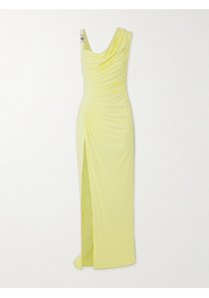 Versace - Ruched Embellished Asymmetric Crepe Gown - Yellow - IT36,IT38,IT40,IT42,IT44,IT46