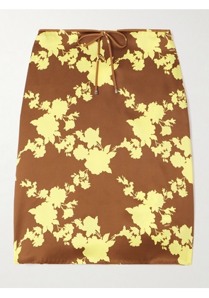 Versace - Floral-print Silk-satin Midi Skirt - Brown - IT36,IT38,IT40,IT42,IT44