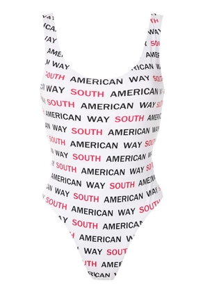 Amir Slama graphic-print open back one piece - White