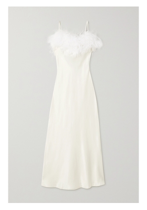 SLEEPER - + Net Sustain Boheme Feather-trimmed Ecovero-satin Midi Dress - White - x small,small,medium,large,x large