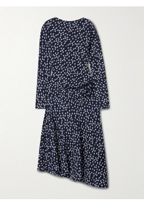 Proenza Schouler - Alina Draped Floral-print Crepe Midi Dress - Blue - US0,US2,US4,US6,US8,US10,US12