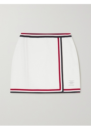 Thom Browne - Wrap-effect Striped Waffle-knit Cotton Mini Skirt - White - IT36,IT38,IT40,IT42,IT44,IT46,IT48