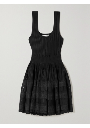 Alaïa - Ribbed Pointelle-knit Mini Dress - Black - FR 34,FR 36,FR 38,FR 40,FR 42,FR 44,FR 46