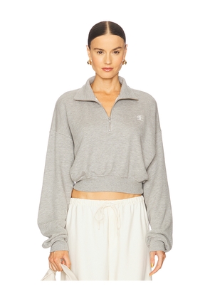 Eterne Cropped Half Zip Sweatshirt in Grey. Size L. Also in XL, XS.