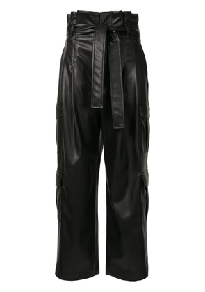 Goen.J faux-leather tie waist trousers - Black