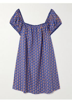 DÔEN - Julie Paisley-print Organic Cotton-poplin Mini Dress - Blue - xx small,x small,small,medium,large,x large,xx large