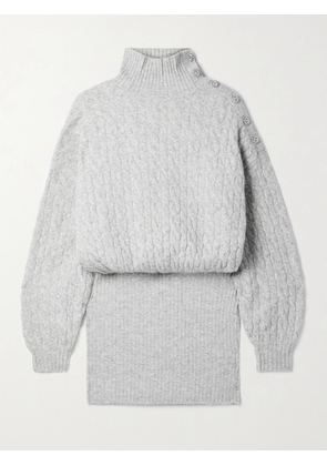 Retrofête - Waverly Crystal-embellished Cable-knit Mini Dress - Gray - x small,small,medium,large,x large