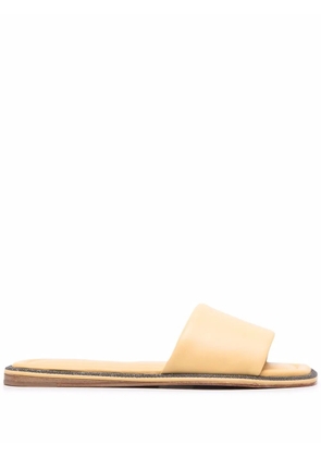 Brunello Cucinelli bead-embellished slip-on sandals - Yellow