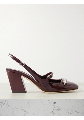 Jimmy Choo - Belinda 70 Crystal-embellished Patent-leather Slingback Pumps - Burgundy - IT36,IT36.5,IT37,IT37.5,IT38,IT38.5,IT39,IT39.5,IT40,IT40.5,IT41,IT41.5,IT42