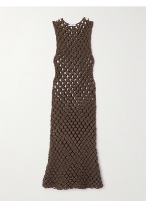 Alaïa - Macramé Cotton-blend Midi Dress - Brown - FR 34,FR 36,FR 38,FR 40,FR 42