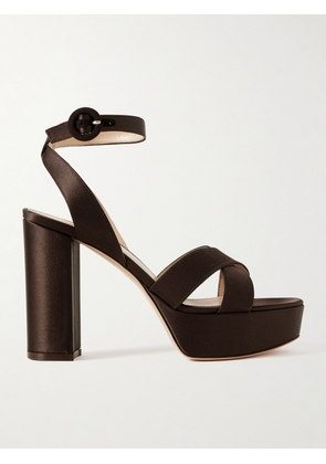 Gianvito Rossi - Sabrina 70 Satin Platform Sandals - Brown - IT36,IT36.5,IT37,IT37.5,IT38,IT38.5,IT39,IT39.5,IT40,IT40.5,IT41,IT41.5,IT42