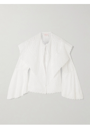 Loretta Caponi - Azzurra Broderie Anglaise Cotton-poplin Blouse - White - x small,small,medium,large,x large