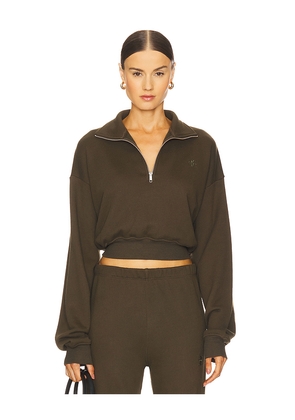 Eterne Cropped Half Zip Sweatshirt in Army. Size L. Also in XL.