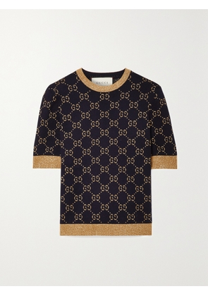 Gucci - Metallic Jacquard-knit Cotton-blend Sweater - Blue - XXXS,XXS,XS,S,M,L,XL,XXL