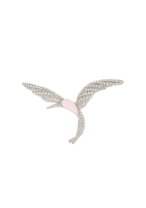 David Koma Hummingbird Brooch in Metallic Silver.