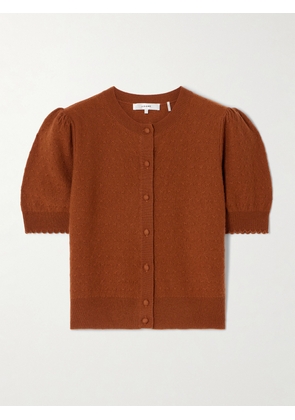 FRAME - Pointelle-knit Cashmere Cardigan - Brown - x small,small,medium,large,x large