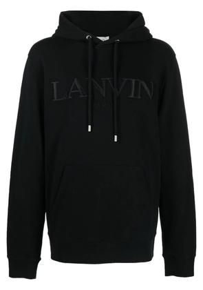 Lanvin embroidered-logo cotton hoodie - Black