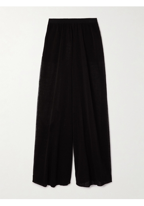 Alaïa - Linen And Silk-blend Wide-leg Pants - Black - FR 34,FR 36,FR 38,FR 40,FR 42,FR 44