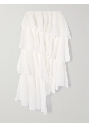 Alaïa - Tiered Asymmetric Cotton Midi Skirt - White - FR 34,FR 36,FR 38,FR 40,FR 42,FR 44