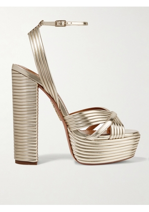 Aquazzura - Sundance 140 Metallic Leather Platform Sandals - Gold - IT35,IT35.5,IT36,IT36.5,IT37,IT37.5,IT38,IT38.5,IT39,IT39.5,IT40,IT40.5,IT41,IT41.5,IT42