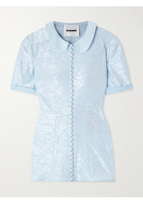 Jil Sander - Claudine Voile-trimmed Satin-jacquard Shirt - Blue - FR 32,FR 34,FR 36,FR 38,FR 40,FR 42,FR 44