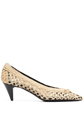 Saint Laurent raffia pointed pumps - 1505 BEIGE